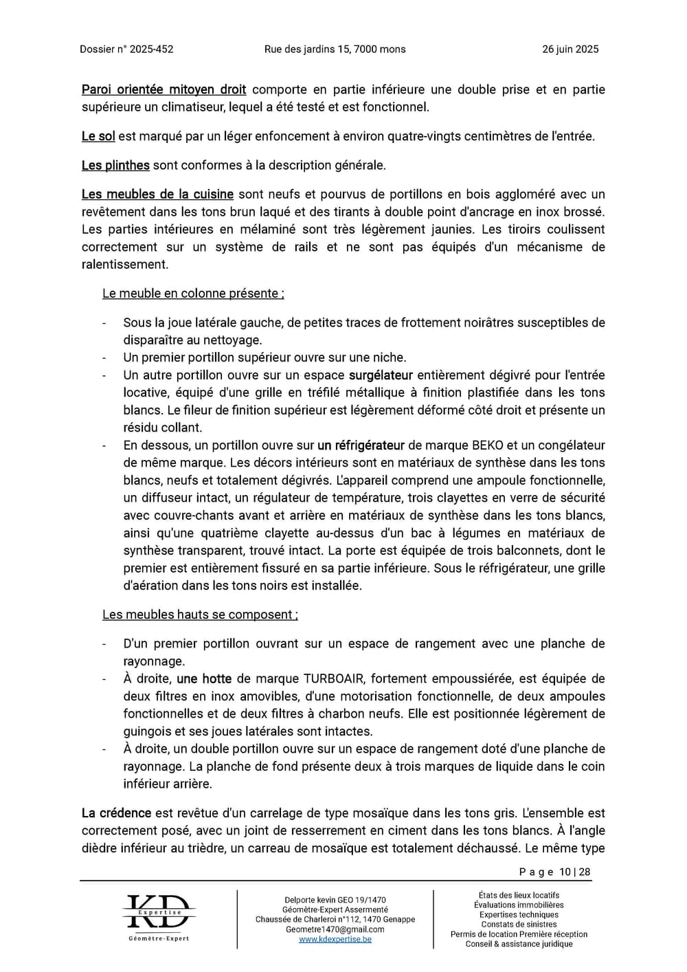 Exemple de rapport d'état des lieux KD Expertise – page 10 sur 28